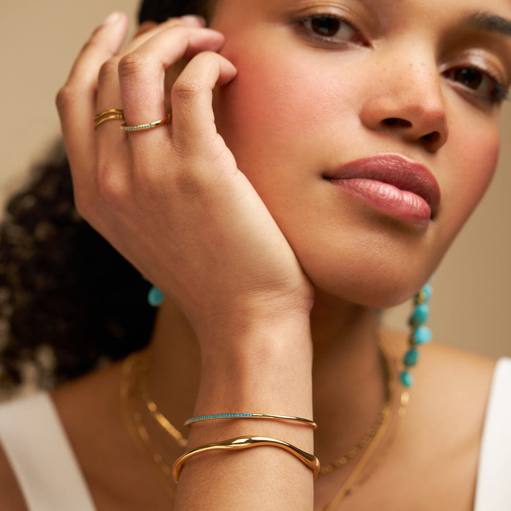 Fine Turquoise Pav?? Open Bangle - Image 2