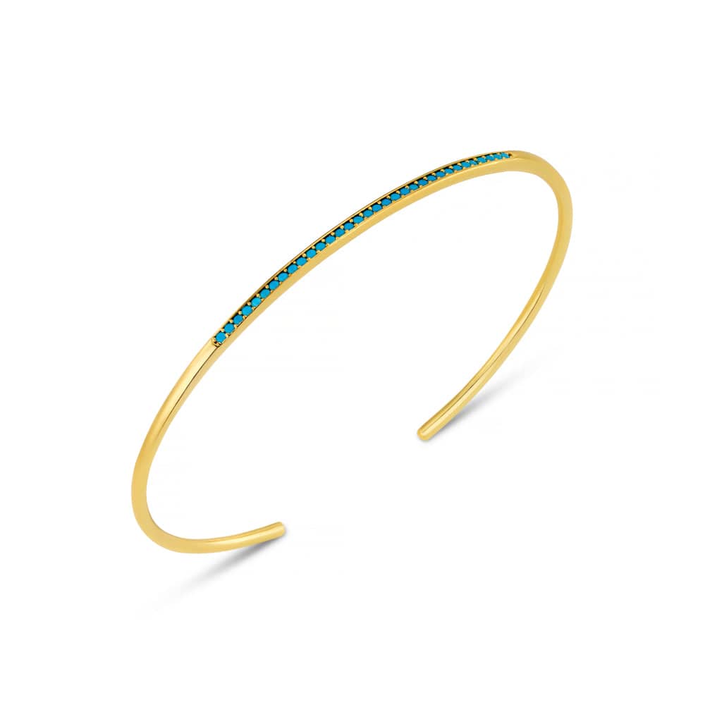Fine Turquoise Pav?? Open Bangle