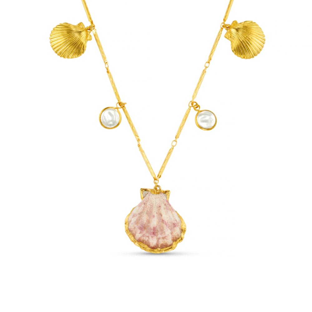Mixed Shell & Pearl Charm Necklace