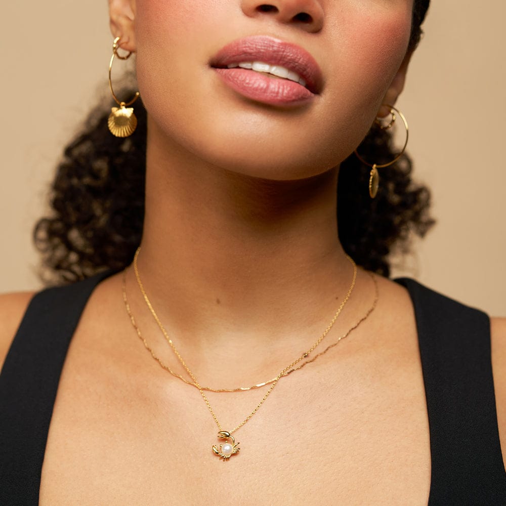 Pav?? Shell Fine Hoop Earrings - Image 2