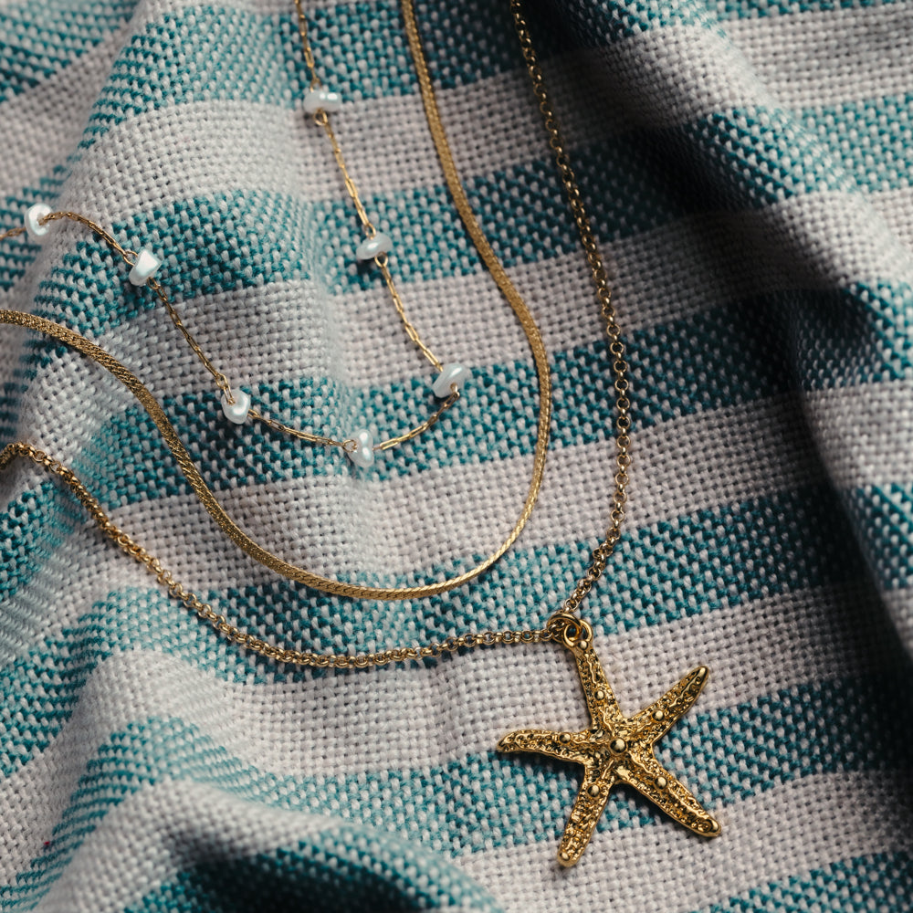 Starfish & Pearl 3-Row Necklace - Image 4