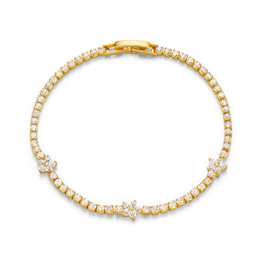 Flower Stationed Tennis Bracelet